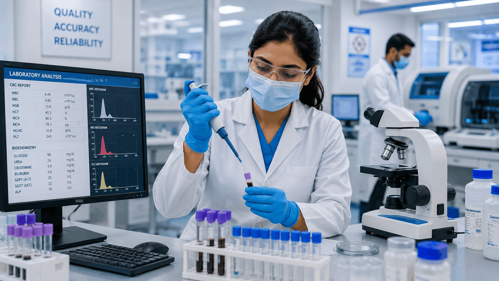 medical lab technologist conducting diagnostic test