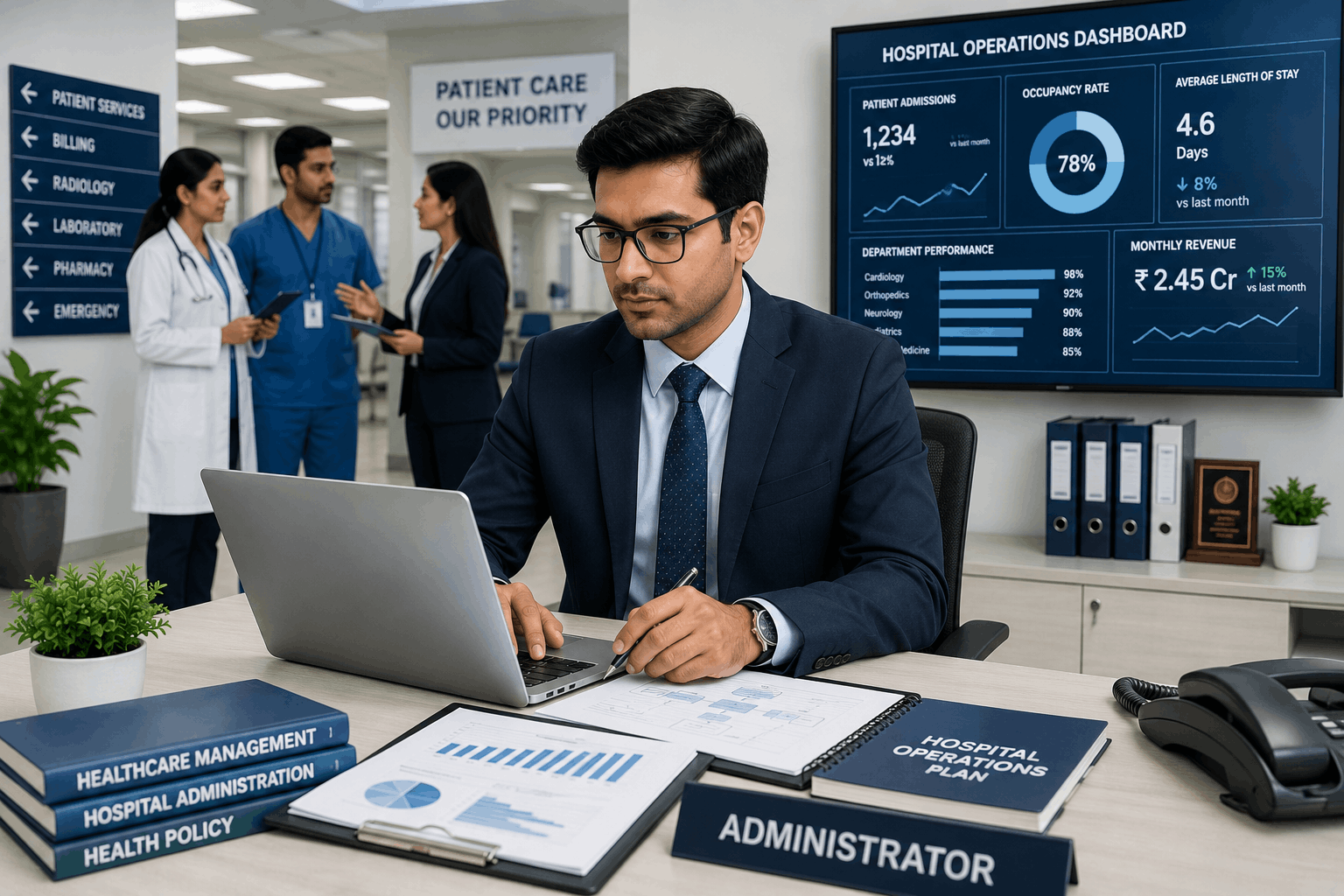 hospital administrator managing healthcare operations