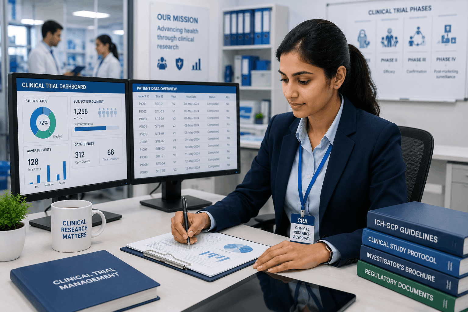clinical research associate analyzing trial data