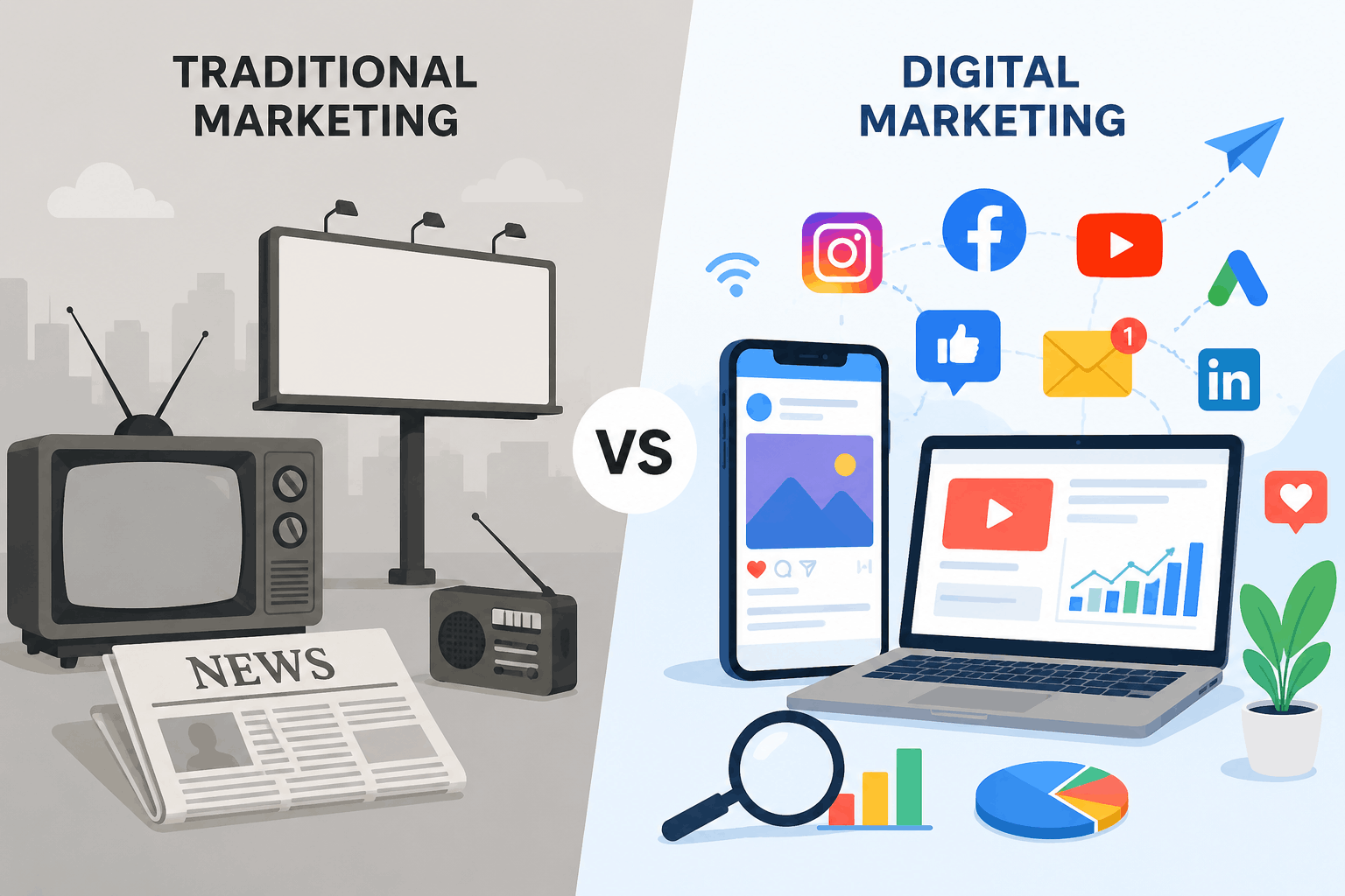 Traditional vs digital marketing comparison