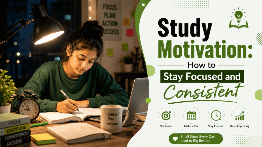 "Student staying motivated during late night exam preparation"