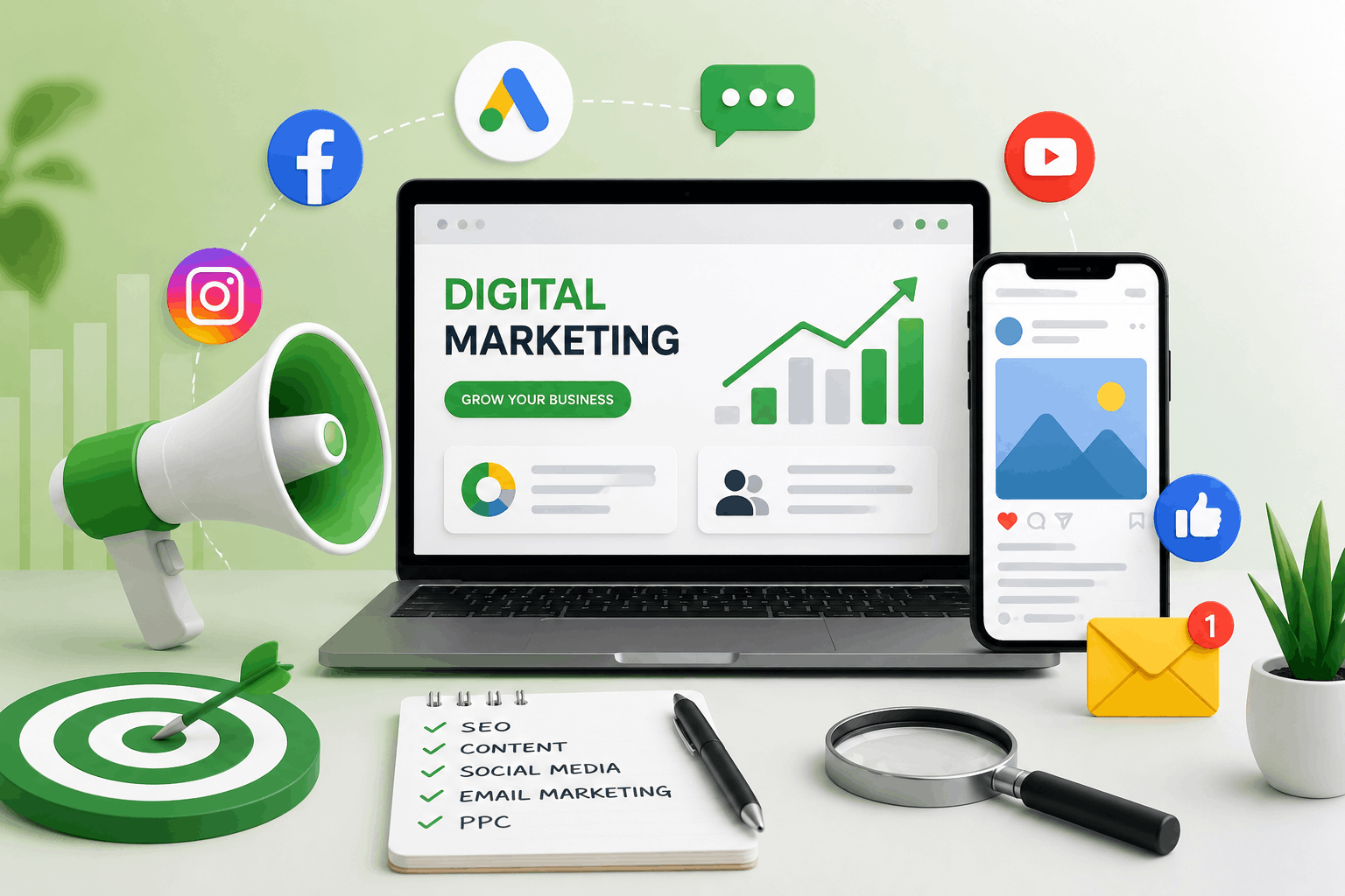 Digital marketing mock interview for freshers with interviewer and candidate in a professional office setting