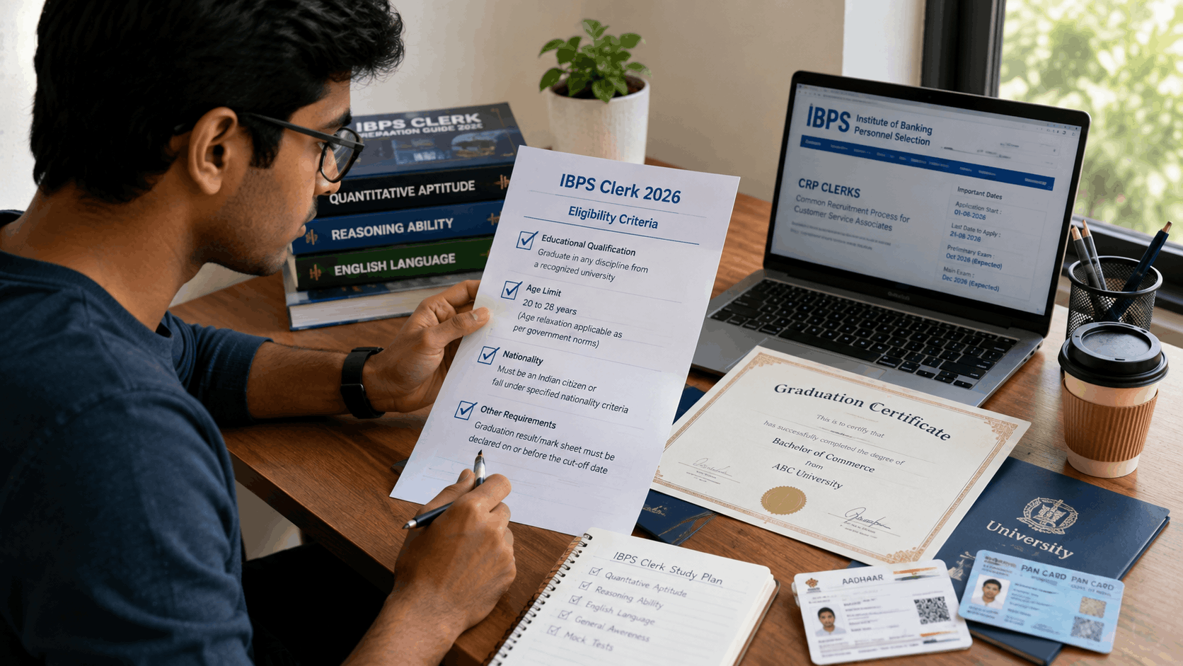 "IBPS Clerk 2026 eligibility criteria illustration"