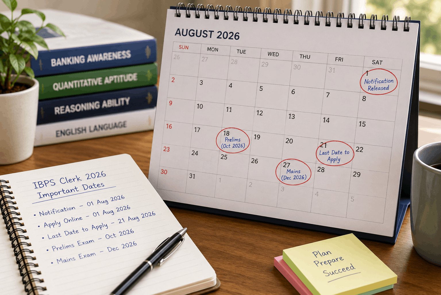 "IBPS Clerk 2026 application timeline illustration"